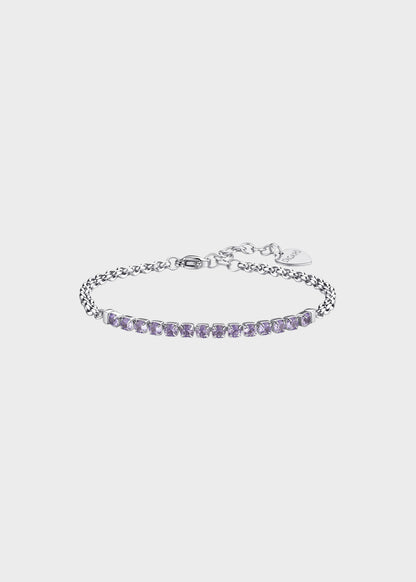 Bracciale Dazzly in acciaio con centrale tennis e cubic zirconia viola
