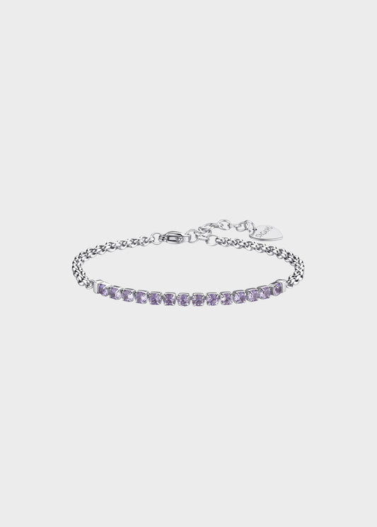 Bracciale Dazzly in acciaio con centrale tennis e cubic zirconia viola