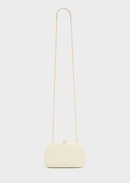 Clutch Sofia Plissé laminato con tracolla a catena