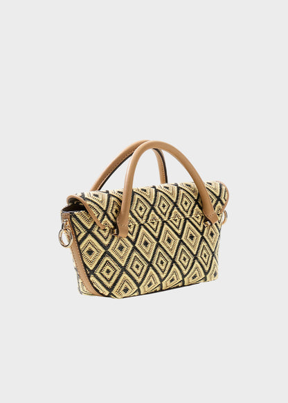 Borsa a mano in tessuto con tracolla Sophia Mini con trama geometrica