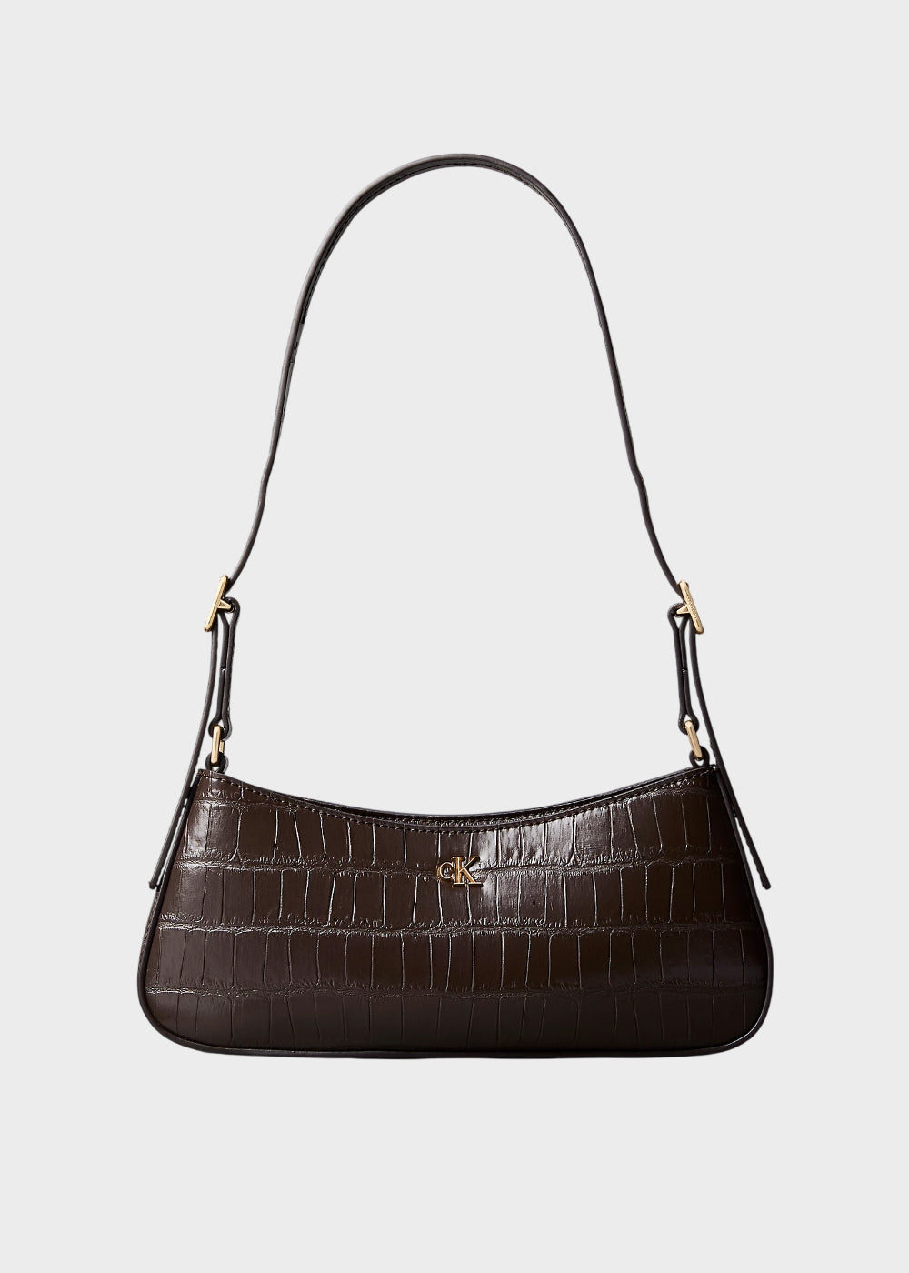 Borsa a spalla Small con logo, in effetto coccodrillo-1