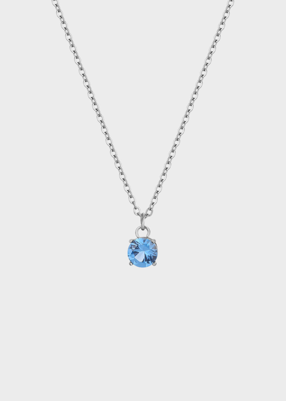 Collana Dazzly girocollo in acciaio e pendente centrale con pietra blu