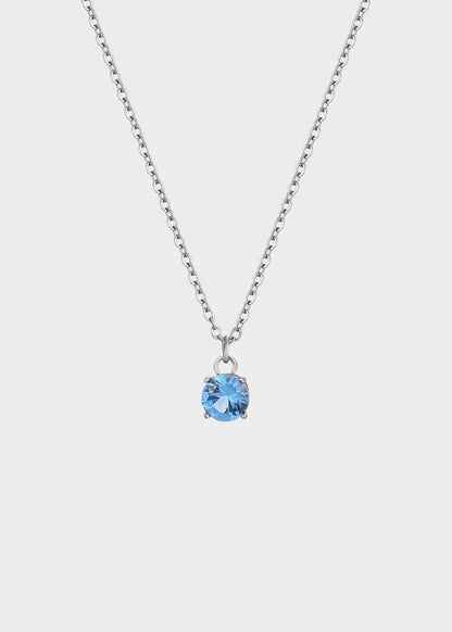 Collana Dazzly girocollo in acciaio e pendente centrale con pietra blu