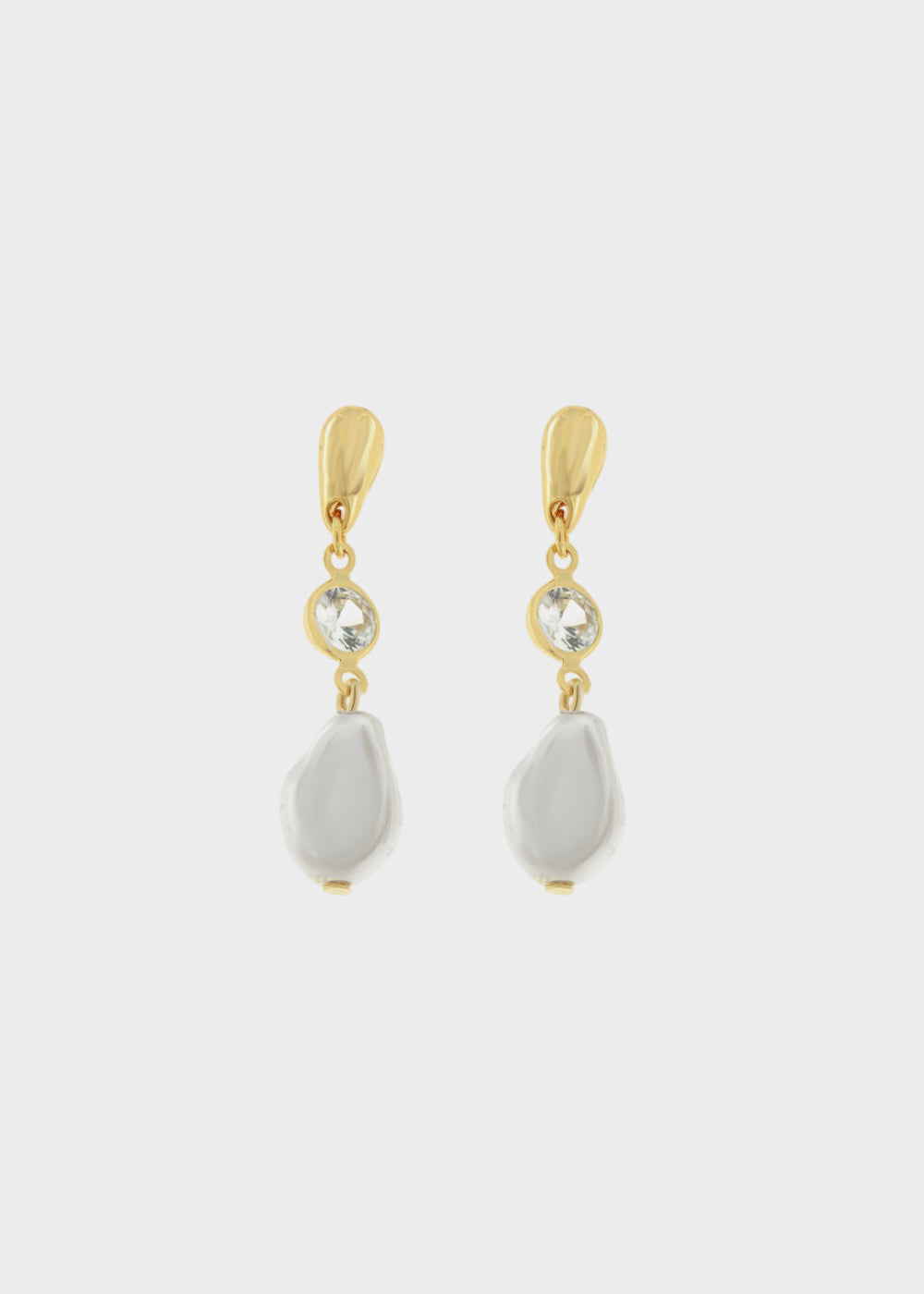 Orecchini in Metallo color oro con perla irregolare e pietra