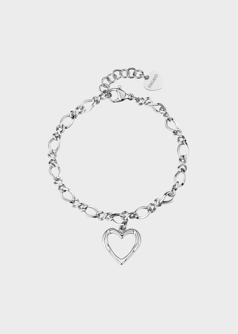 Bracciale catena Emotion in acciaio con pendente a forma di cuore