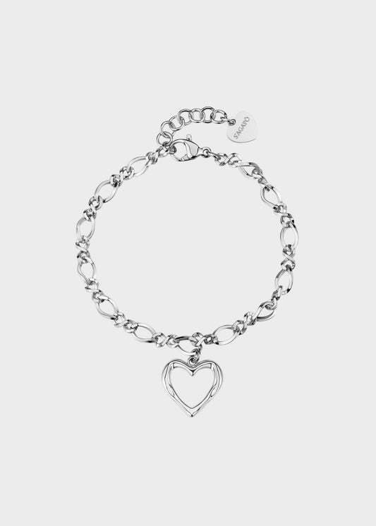 Bracciale catena Emotion in acciaio con pendente a forma di cuore