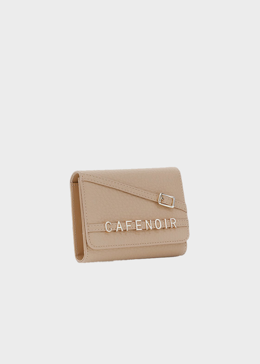 Portafogli effetto pelle con pattina, lettering e fibbia