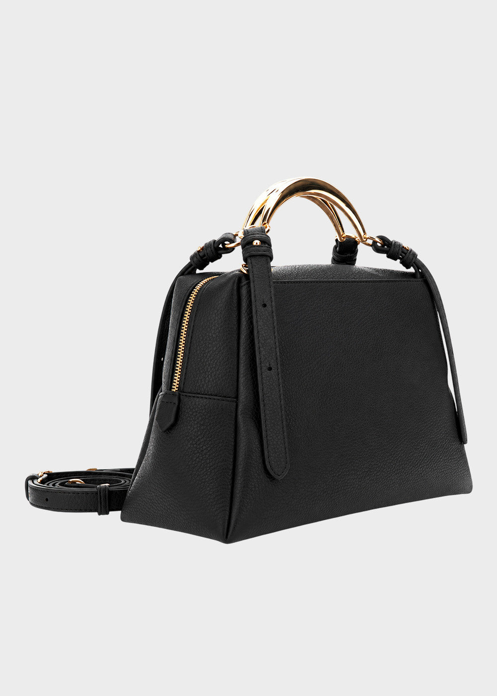 Borsa a mano con manici metallici e tracolla-3