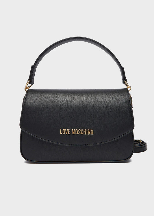 Handbag with shoulder strap and logo