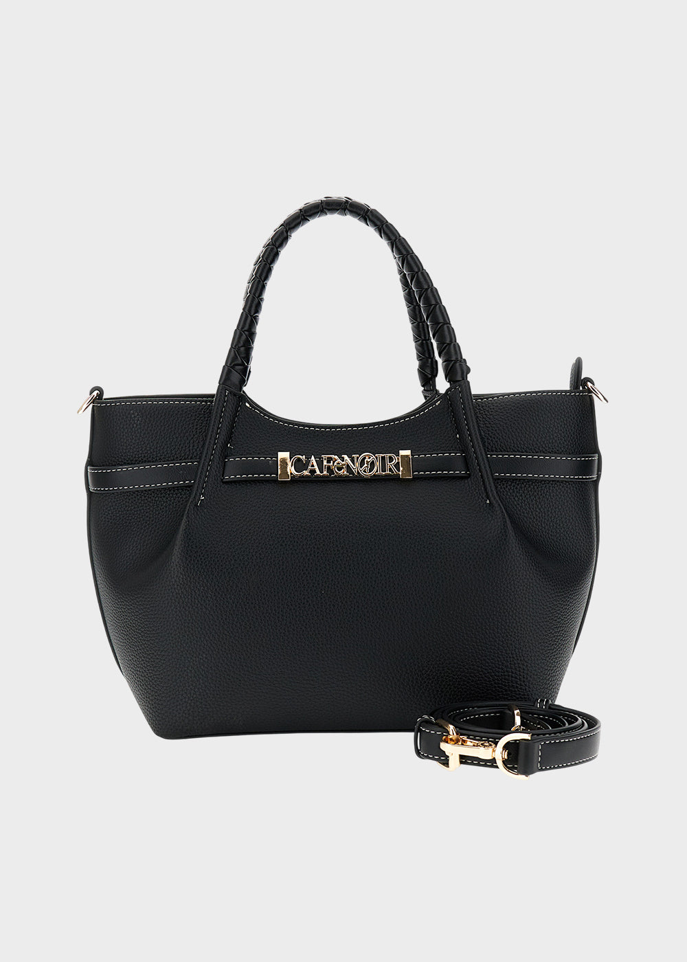 Borsa a mano con tracolla e logo frontale metallico