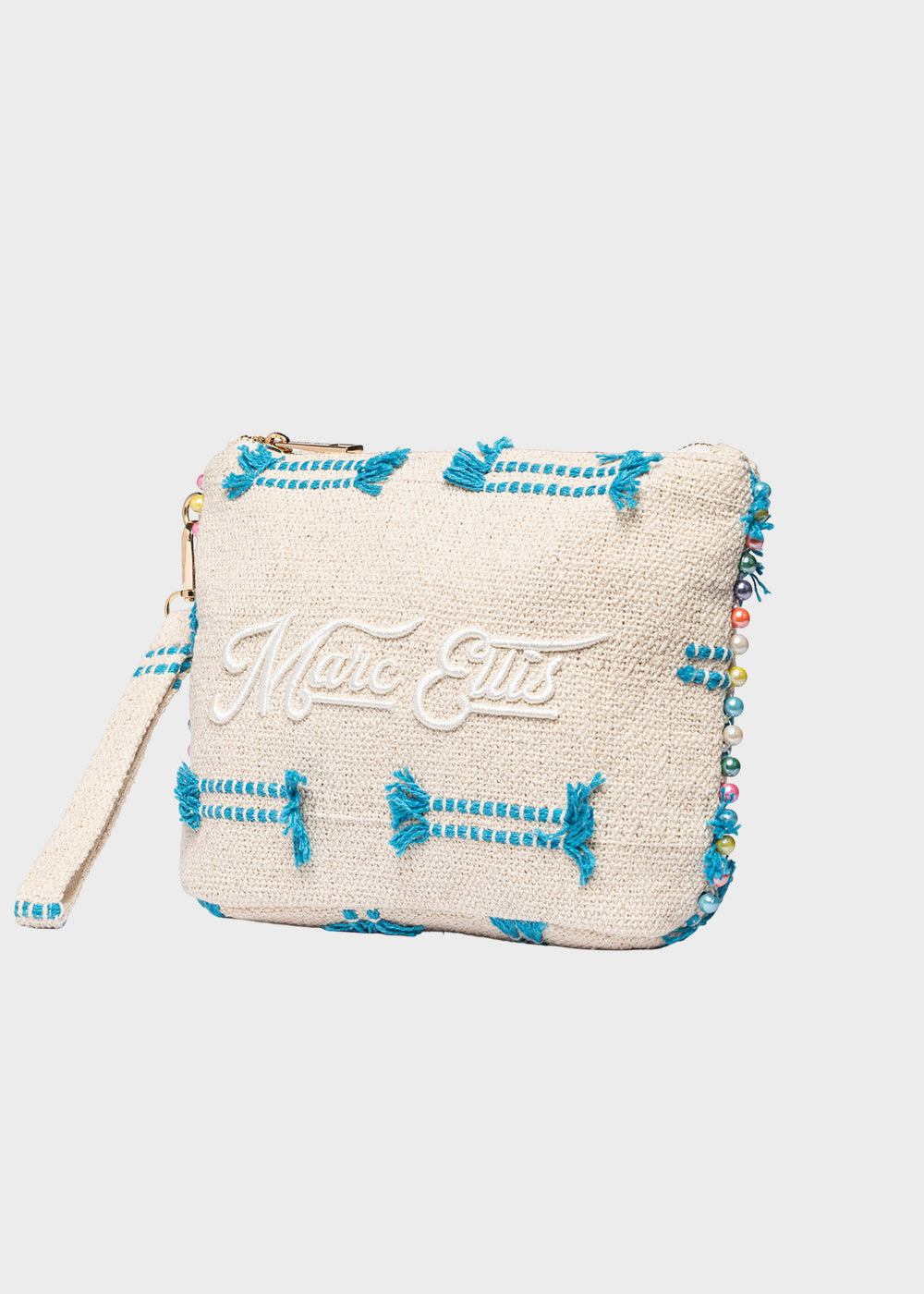 Pochette da Mare in tessuto Cassy Indy con perline laterali e manico rimovibile