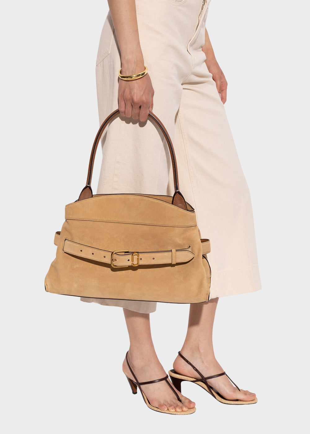 Borsa a spalla "The Dakota Satchel" grande con tracolla, in vera pelle scamosciata-2