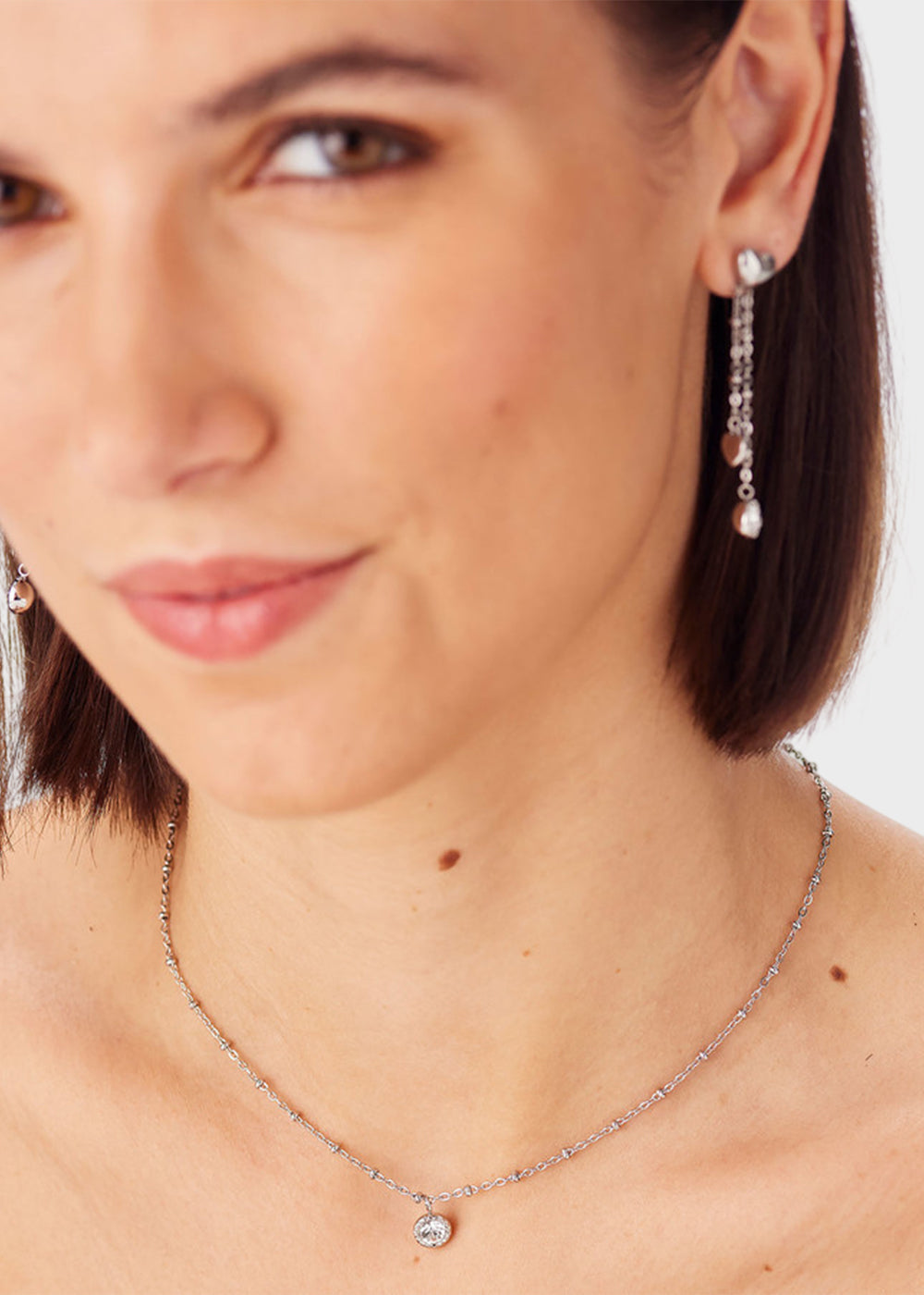 Collana Aurora girocollo in acciaio con cristallo pendente