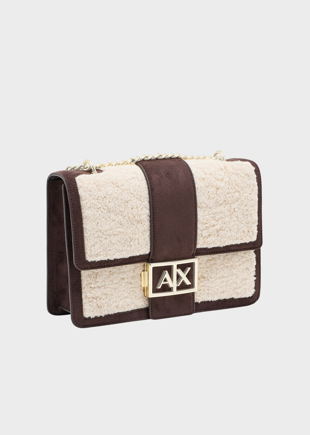 Borsa a tracolla con catena Jodie Shearling M in lana sintetica-3