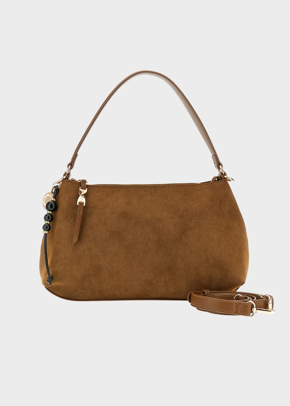Borsa da spalla con tracolla in effetto camoscio-1