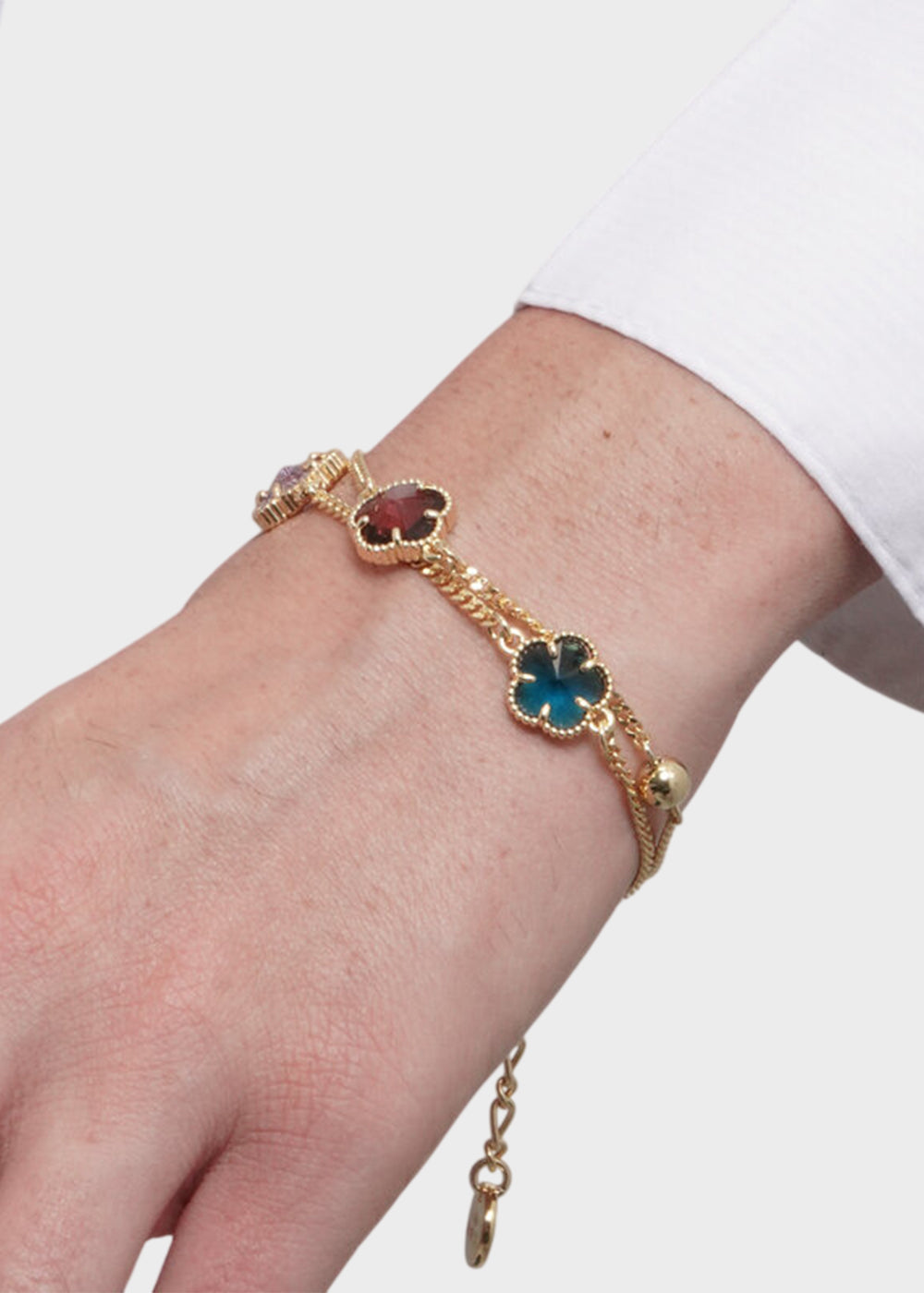 Bracciale in Metallo color oro con fiori colorati