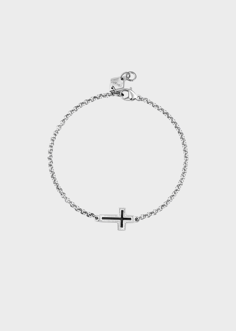 Bracciale Charisma in acciaio con croce e smalto nero