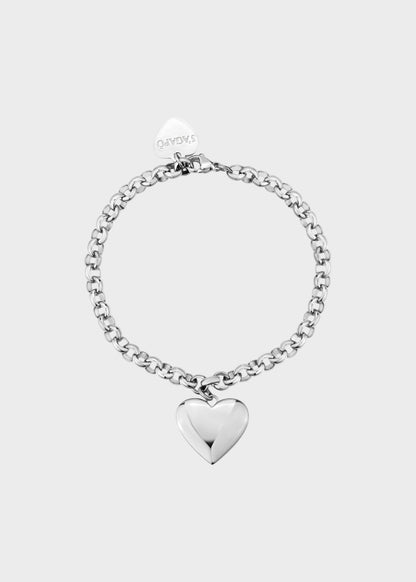 Bracciale catena Stellar in acciaio con pendente a forma di cuore