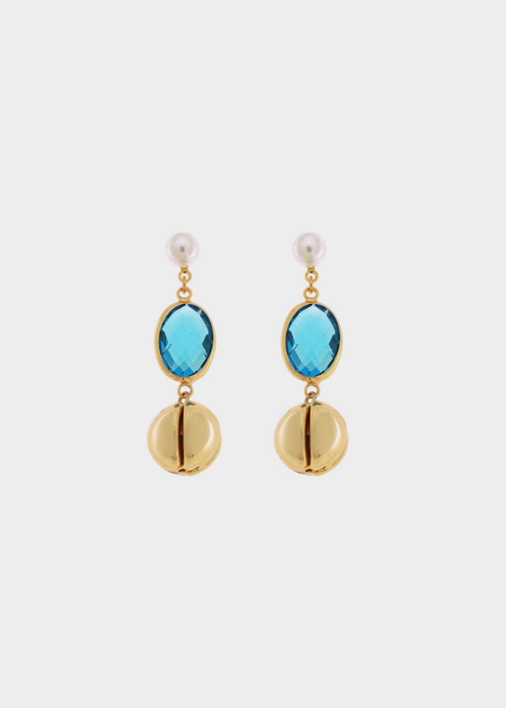 Orecchini pendenti in Metallo color oro con pietre azzurre e sfere