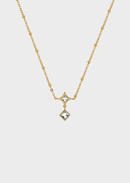 Collana Luce girocollo in acciaio con finitura pvd oro 14K e pietre pendenti