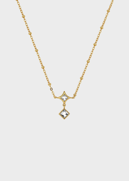 Collana Luce girocollo in acciaio con finitura pvd oro 14K e pietre pendenti