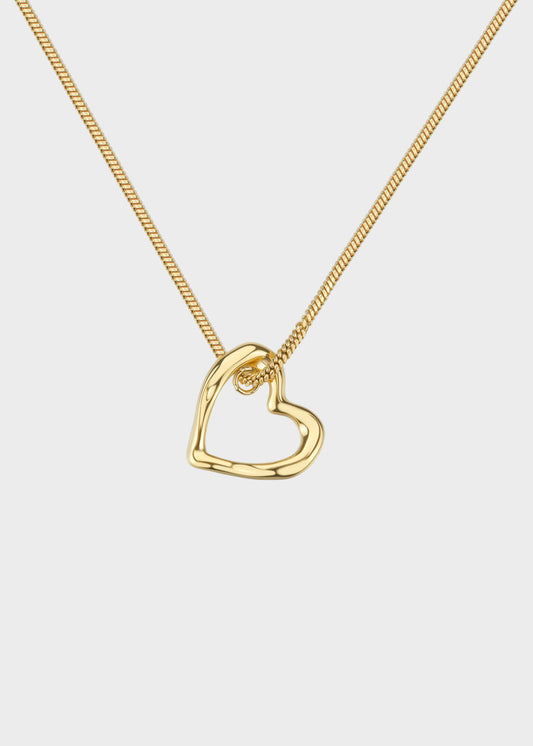 Collana Emotion in acciaio con finitura pvd oro 14K e pendente a forma di cuore