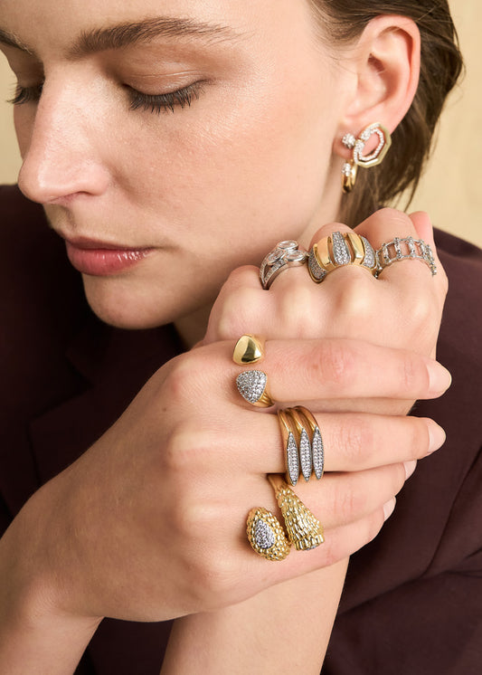 Anello tre elementi color oro e argento