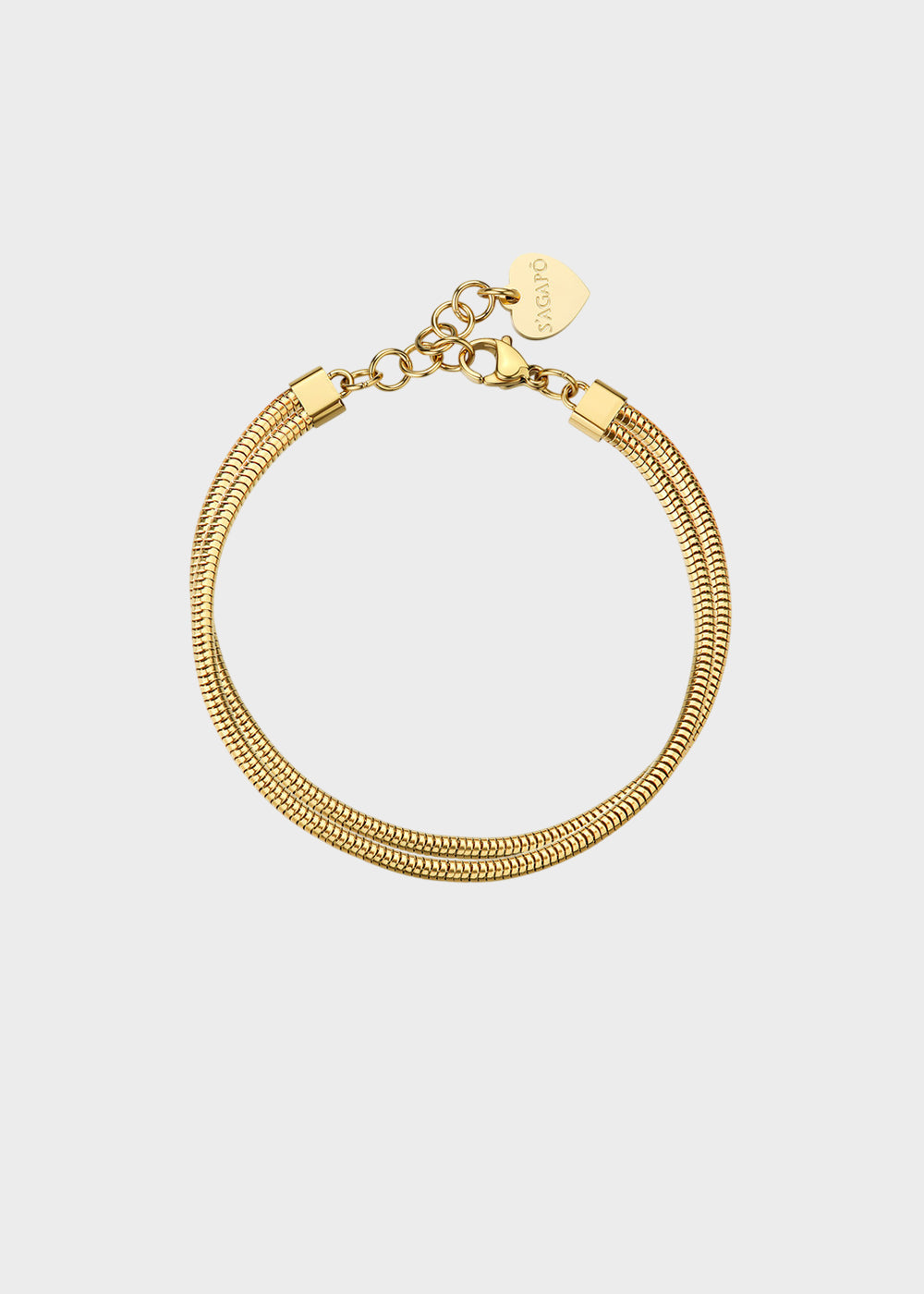 Bracciale doppiofilo Chunky in acciaio con finitura pvd oro 14K