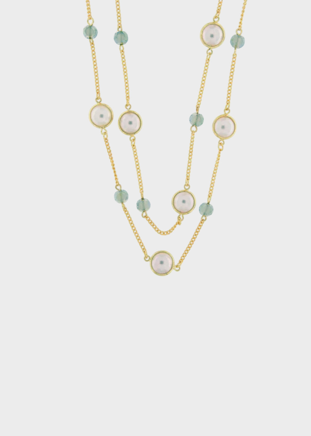 Collana in Metallo color oro con perline blu