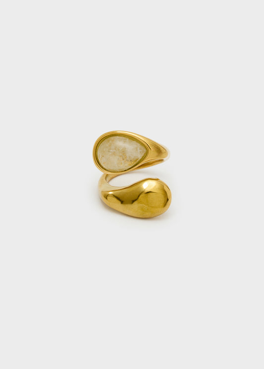 Anello Ory con pietra bianco oro in acciaio