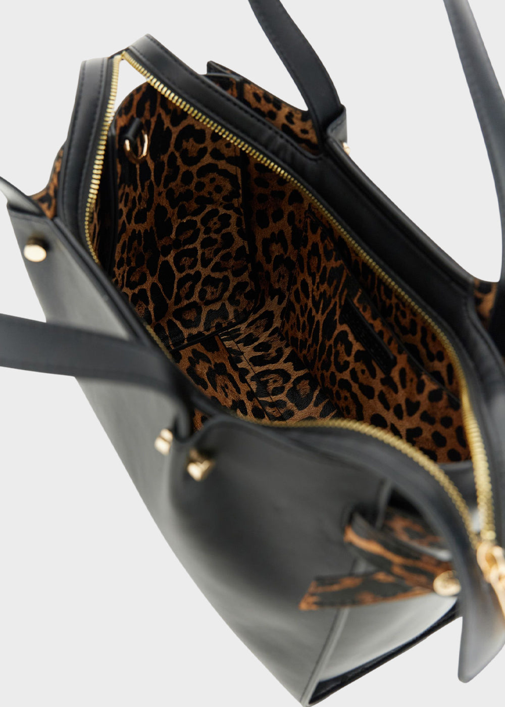 Borsa a mano con tracolla e dettagli leopard-4