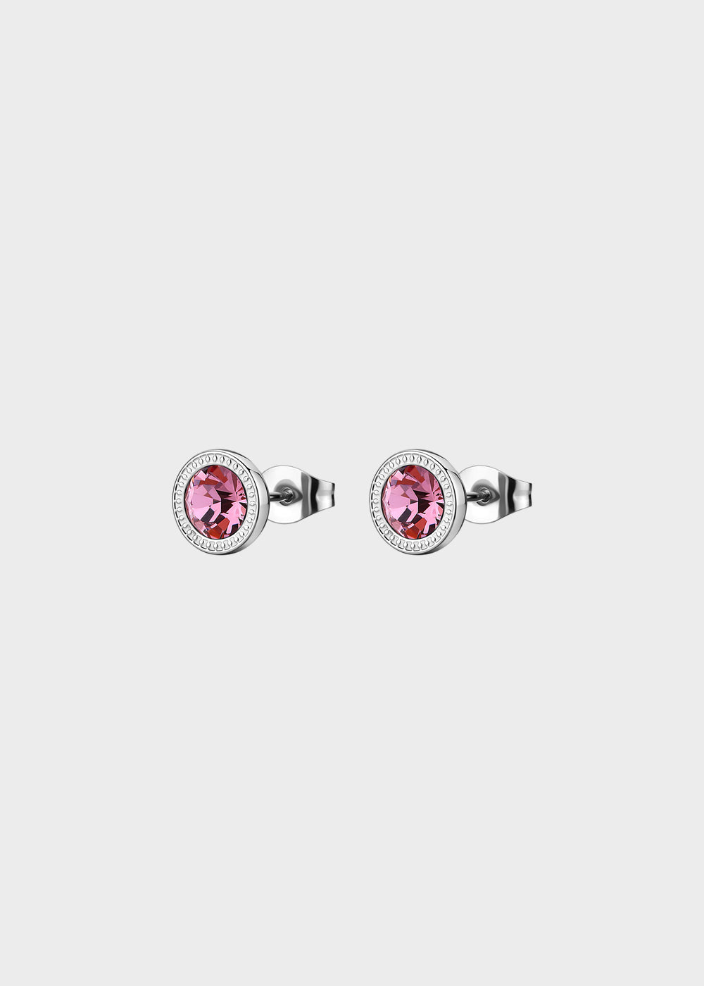 Orecchini punto luce rosa grande Lucky Light in acciaio