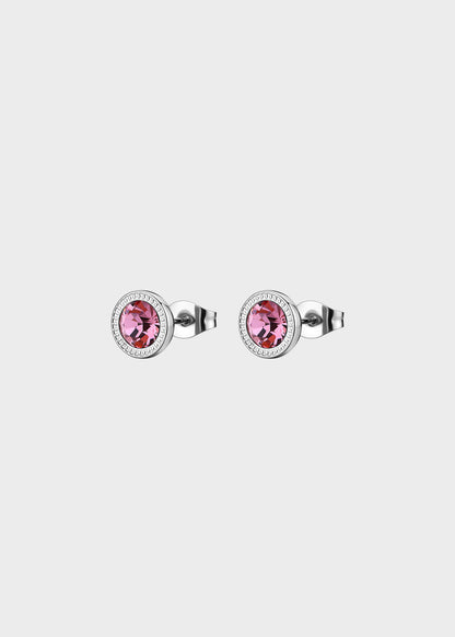 Orecchini punto luce rosa grande Lucky Light in acciaio